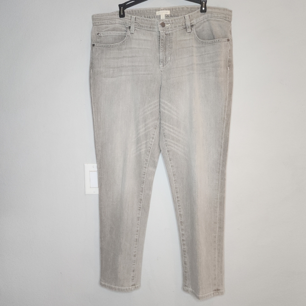 Eileen Fisher Grey Jeans Stretch Denim Women's Size 14 Organic Cotton‎